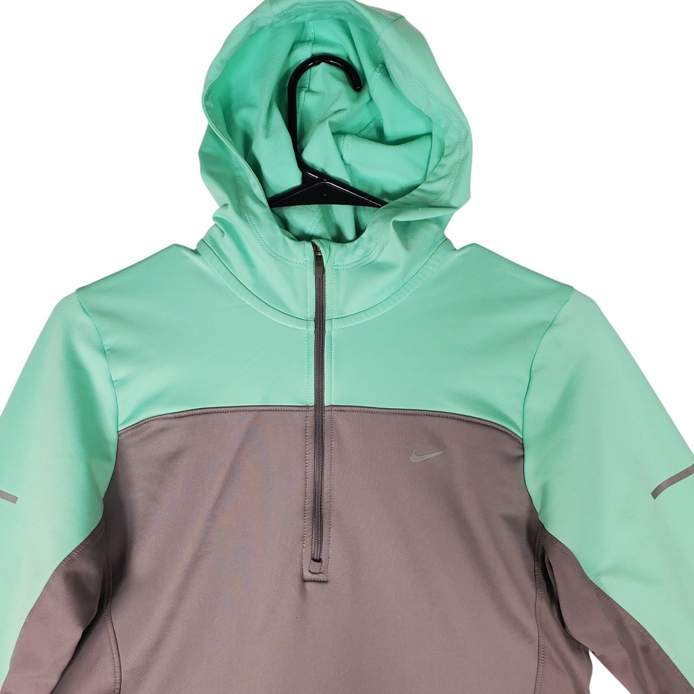 Nike Running Dri-FIT Hoodie Womens Small Mint Grey Half Zip 546047-078